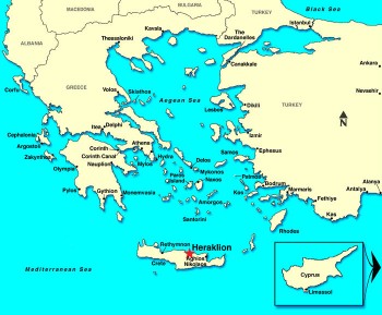 Ираклион на карте Греции